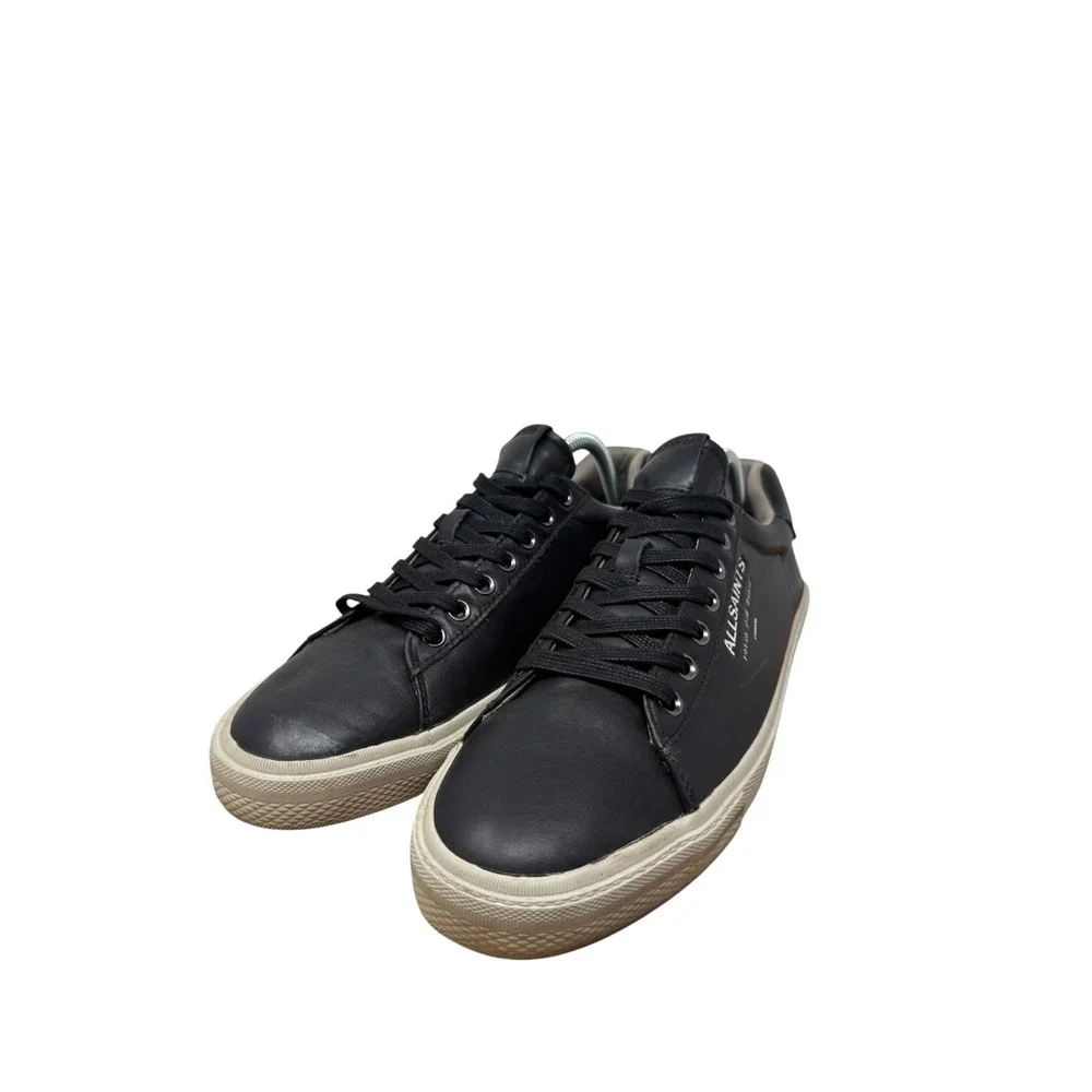 AllSaints Underground LT Sneaker Mens 9 Black Leather Low Top Logo Trainers